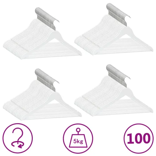 100-dijelni set vješalica protuklizni bijeli od tvrdog drva - Bijela 100 1 Bijela Cijena