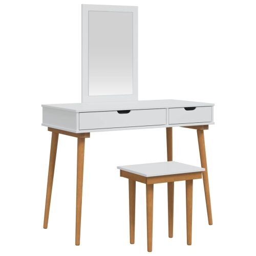 Set toaletnog stolića FAUSKE 3 kom. Bijela 100 x 50 x 143 cm - 100 cm 1x stol + 1x ogledalo s pravokutnim okvirom + 1x stolić Cijena
