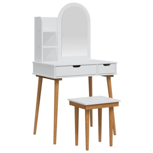 Set toaletnog stolića FAUSKE 4 kom. Bijela 76 x 50 x 143 cm - 76 cm 1x stol + 1x nadgradna polica (2 police) + 1x ogledalo s zak Cijena