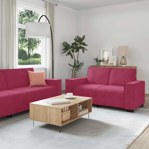 3-dijelni set sofa s jastucima, vinsko crveni baršun - boja crnog vina 1 boja crnog vina Cijena