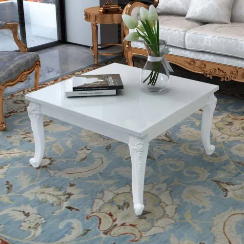 Klupski Stolić 80x80x42 cm Visoki Sjaj Bijeli - 80 x 80 x 42 cm Cijena