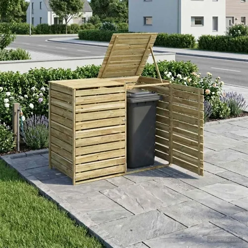Spremište za kante za otpad na kotačima za 2 spremnika 240 L - 150 x 79 x 117 cm Cijena