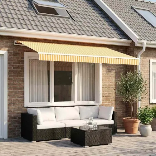Zamjensko platno za tendu Žuta i bijela 350 x 250 cm Poliester - Žuta i bijela 350 x 250 cm Cijena