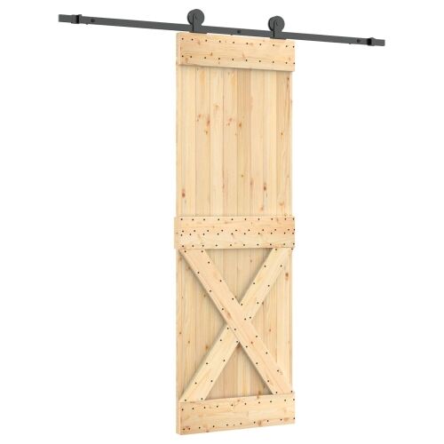 Klizna vrata Prirodna i crna 70 x 210 cm Čvrsta borovina Cijena