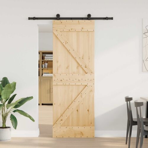 Klizna vrata NARVIK 70 x 210 cm (152,5 cm) Prirodna i crna - 70 x 210 cm (152,5 cm) Trokutasti Cijena