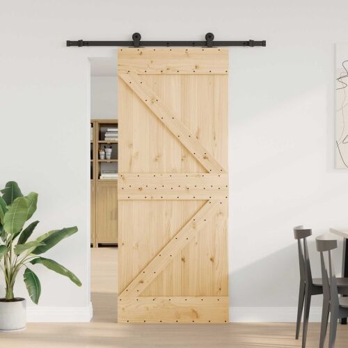 Klizna vrata NARVIK 85 x 210 cm (152,5 cm) Prirodna i crna - 85 x 210 cm (152,5 cm) Trokutasti Cijena