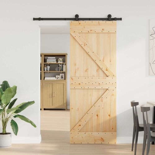 Klizna vrata NARVIK 80 x 210 cm (152,5 cm) Prirodna i crna - 80 x 210 cm (152,5 cm) Trokutasti Cijena