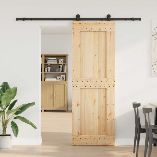 Klizna vrata NARVIK Prirodna i crna 80 x 210 cm (213,5 cm) - 80 x 210 cm (213,5 cm) Četvrtasto Cijena