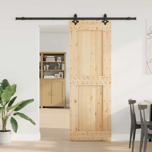 Klizna vrata NARVIK Prirodna i crna 80 x 210 cm (213,5 cm) - 80 x 210 cm (213,5 cm) Četvrtasto Cijena
