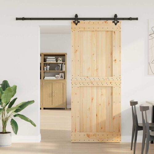 Klizna vrata NARVIK Prirodna i crna 95 x 210 cm (213,5 cm) - 95 x 210 cm (213,5 cm) Četvrtasto Cijena