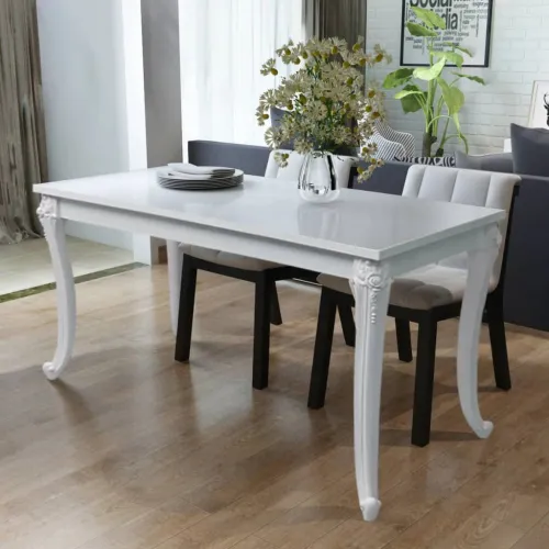 Blagovaonski stol visokog sjaja bijeli 116 x 66 x 76 cm  - 116 x 66 x 76 cm 1 116 x 66 x 76 cm Cijena