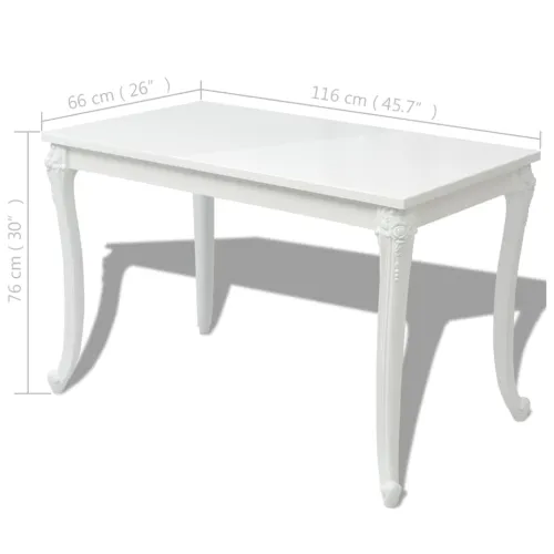 Blagovaonski stol visokog sjaja bijeli 116 x 66 x 76 cm  - 116 x 66 x 76 cm 1 116 x 66 x 76 cm Cijena