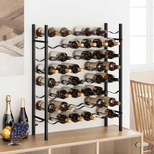 Stalak za vino za 48 boca crni metalni - Crna 1 1 48 Cijena