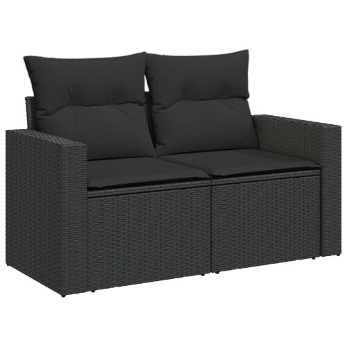 Set sofe 6 kom. Crna Poli Rattan i čelik - Crna Stakl bez vodootporne torbe Cijena