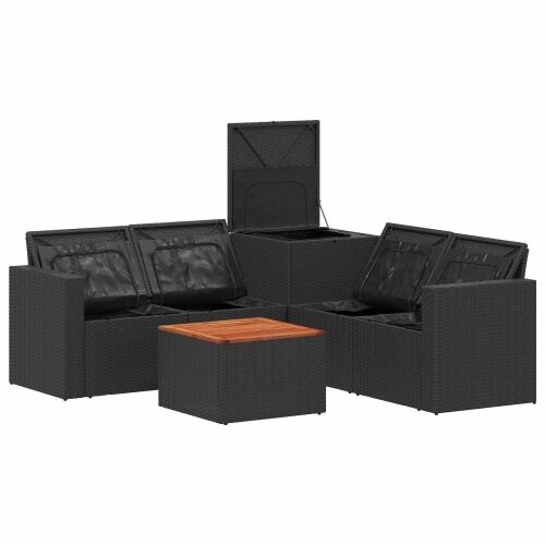 Set sofe 6 kom. Crna i Plava Poli Rattan i čelik - Crna i plava boja drva s vodootpornom torbom Cijena