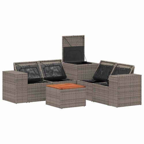 Set sofe 6 kom. Siva i tamnoplava Poli Rattan i čelik - siva i modra s kuferom i torbom Drvo bagrema Cijena