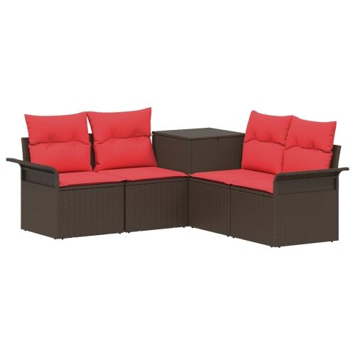 Set sofe 5 kom. Smeđa i crvena Poli Rattan i čelik - Smeđe-crvena s kuferom i torbom Cijena