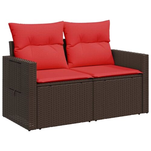 Set sofe 5 kom. Smeđa i crvena Poli Rattan i čelik - Smeđe-crvena bez spremišta Cijena