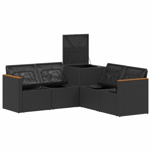 Set sofe 5 kom. Crna i Plava Poli Rattan i čelik - Crna i plava s kuferom i torbom Cijena