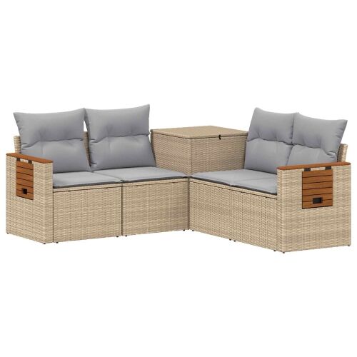 Set sofe 5 kom. Bež i svijetlo siva Poli Rattan i čelik - bež i svjetlosiva bez spremišta Cijena