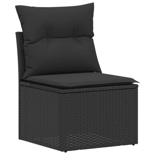 Set sofe 8 kom. Crna Poli Rattan i čelik - Crna boja drva Cijena