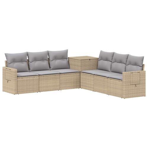 Set sofe 7 kom. Bež i svijetlo siva Poli Rattan i čelik - bež i svjetlosiva Cijena