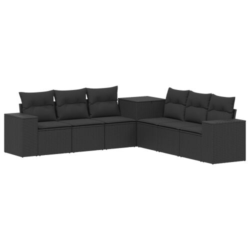 Set sofe 7 kom. Crna Poli Rattan i čelik - Crna Cijena