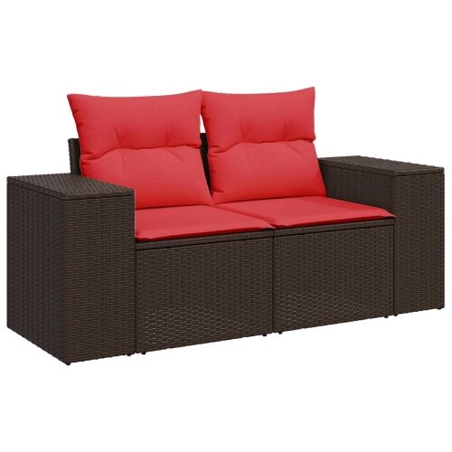 Set sofe 7 kom. Smeđa i crvena Poli Rattan i čelik - Smeđe-crvena Cijena