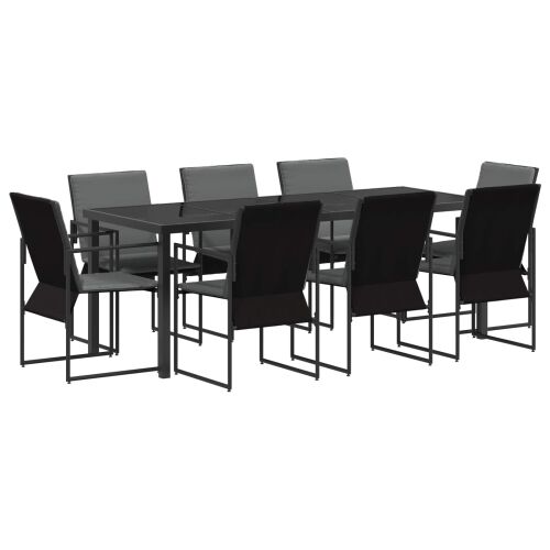 Vrtni set za objed 9 kom. Crna i antracit Textilene i čelik - Stol 200 cm +8x stolica Cijena
