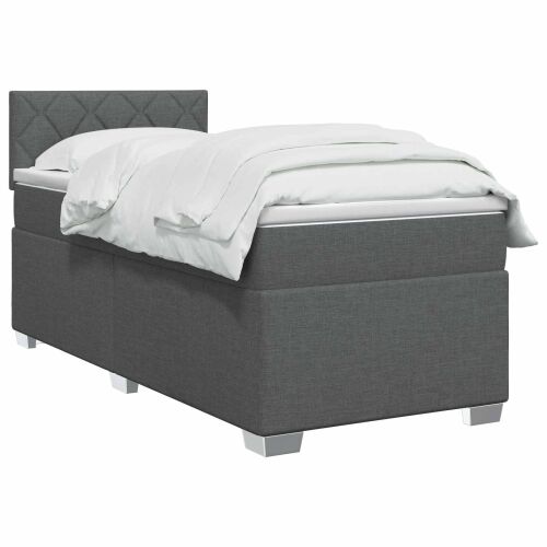 Boxspring krevet s madracem Tamnosiva 80 x 200 cm Tkanina - Tamnosiva 80 x 200 cm Dizajn s rombovima Cijena