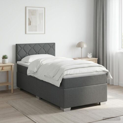 Boxspring krevet s madracem Tamnosiva 80 x 200 cm Tkanina - Tamnosiva 80 x 200 cm Dizajn s rombovima Cijena