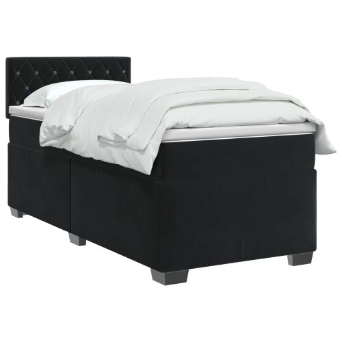 Boxspring krevet s madracem Crna 80 x 200 cm Baršun - Crna 80 x 200 cm Kristal s dugmadima Cijena