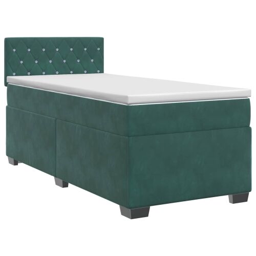 Boxspring krevet s madracem Tamnozelena 90 x 200 cm Baršun - Tamnozelena 90 x 200 cm Kristal s dugmadima Cijena