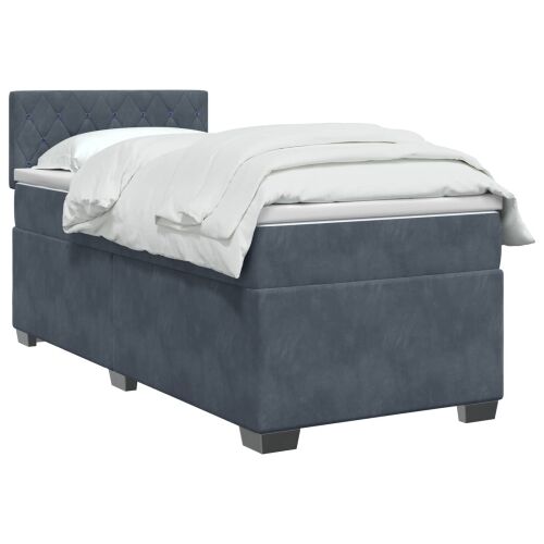 Boxspring krevet s madracem Tamnosiva 100 x 200 cm Baršun - Tamnosiva 100 x 200 cm Kristal s dugmadima Cijena