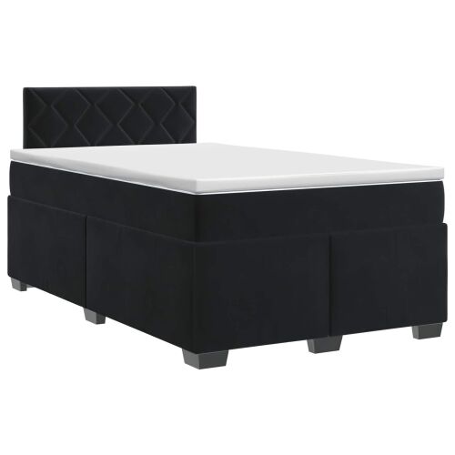 Boxspring krevet s madracem Crna 120 x 190 cm Baršun - Crna 120 x 190 cm Dizajn s rombovima Cijena