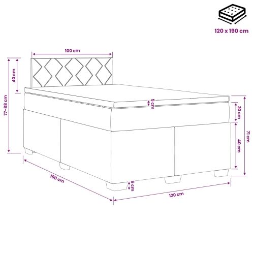 Boxspring krevet s madracem Crna 120 x 190 cm Baršun - Crna 120 x 190 cm Dizajn s rombovima Cijena