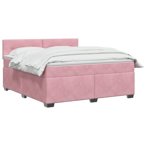 Boxspring krevet s madracem Ružičasta 140 x 190 cm Baršun - Ružičasta 140 x 190 cm Prošiveno gumbima Cijena