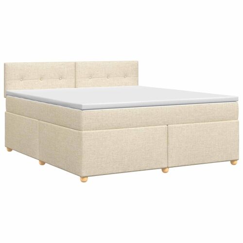 Boxspring krevet s madracem Krem 180 x 200 cm Tkanina - Krem 180 x 200 cm Prošiveno gumbima Cijena