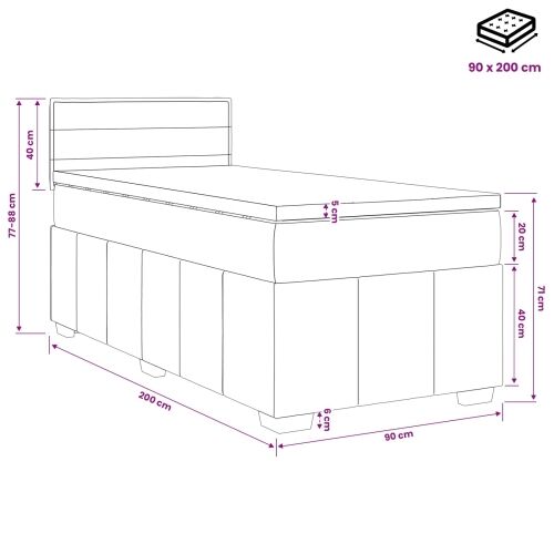 Boxspring krevet s madracem Crna 90 x 200 cm Tkanina - Crna 90 x 200 cm Dizajn linija Cijena