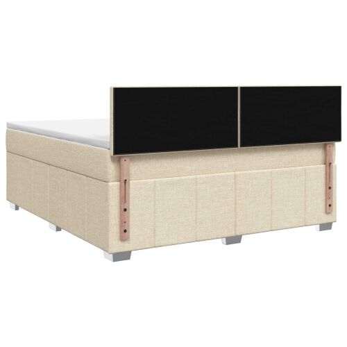 Boxspring krevet s madracem Krem 140 x 190 cm Tkanina - Krem 140 x 190 cm Prošiveno gumbima Cijena