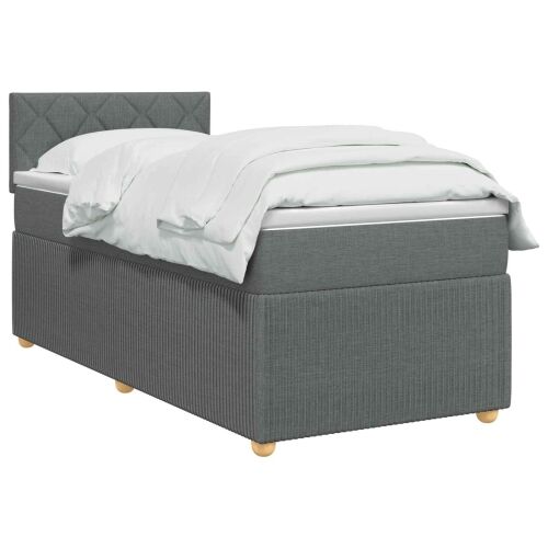 Boxspring krevet s madracem Tamnosiva 90 x 190 cm Tkanina - Tamnosiva 90 x 190 cm Dizajn s rombovima Cijena