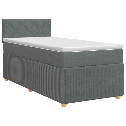 Boxspring krevet s madracem Tamnosiva 90 x 190 cm Tkanina - Tamnosiva 90 x 190 cm Dizajn s rombovima Cijena