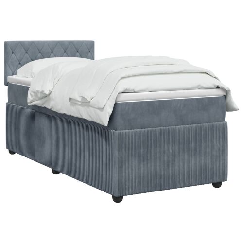 Boxspring krevet s madracem Tamnosiva 100 x 200 cm Baršun - Tamnosiva 100 x 200 cm Kristal s dugmadima Cijena