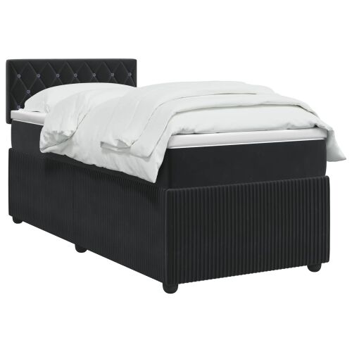 Boxspring krevet s madracem Crna 100 x 200 cm Baršun - Crna 100 x 200 cm Kristal s dugmadima Cijena