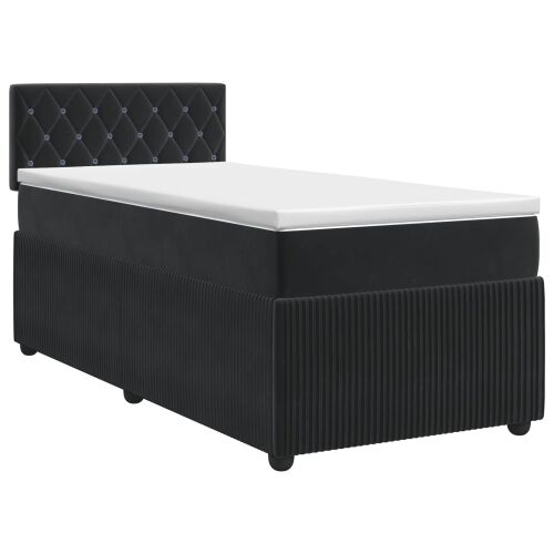 Boxspring krevet s madracem Crna 100 x 200 cm Baršun - Crna 100 x 200 cm Kristal s dugmadima Cijena
