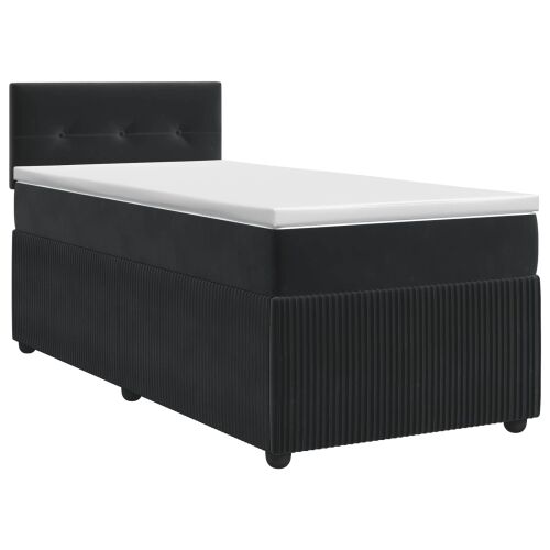 Boxspring krevet s madracem Crna 100 x 200 cm Baršun - Crna 100 x 200 cm Prošiveno gumbima Cijena