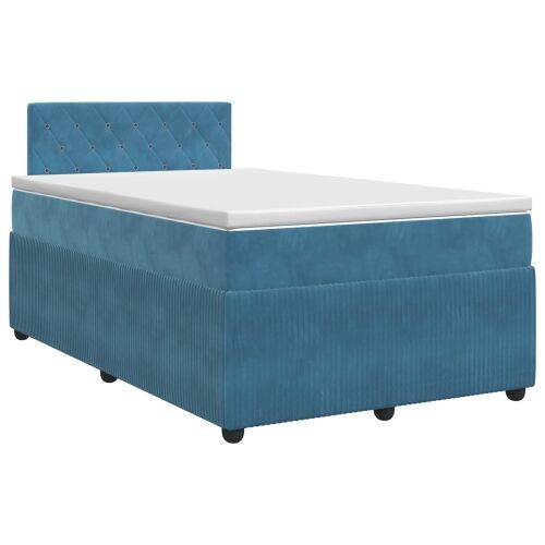 Boxspring krevet s madracem Plava 120 x 190 cm Baršun - Plava 120 x 190 cm Kristal s dugmadima Cijena