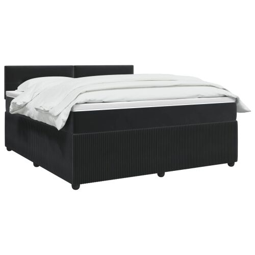 Boxspring krevet s madracem Crna 140 x 190 cm Baršun - Crna 140 x 190 cm S gumbima Cijena