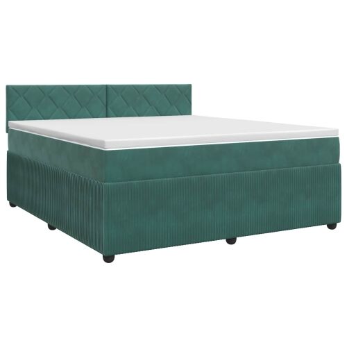 Boxspring krevet s madracem Tamnozelena 140 x 190 cm Baršun - Tamnozelena 140 x 190 cm Dizajn s rombovima Cijena