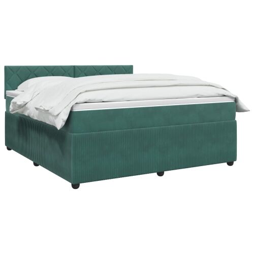 Boxspring krevet s madracem Tamnozelena 140 x 200 cm Baršun - Tamnozelena 140 x 200 cm Dizajn s rombovima Cijena